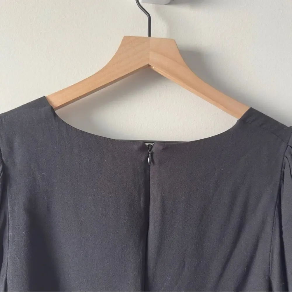 AFRM Revolve Black Babydoll Top Long Sleeve Zip Up Zipper Sweetheart Neckline M - Picture 10 of 10